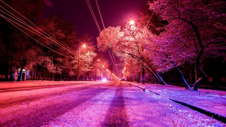 Winter street in Moscow wallpaper