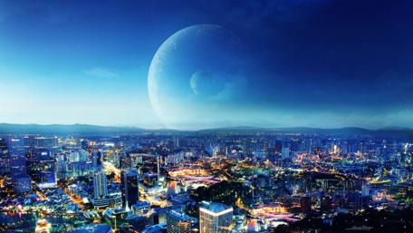 Night city - Fantasy art wallpaper