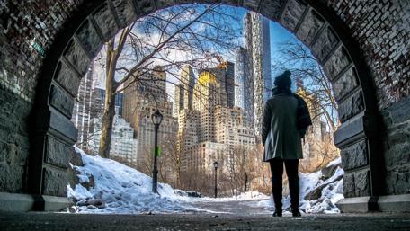 New York from the Central Park in winter wallpaper