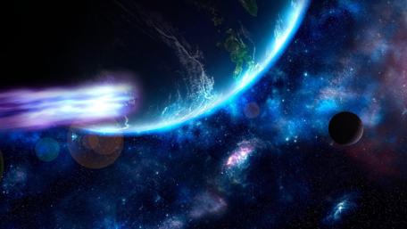 Galactic View of Earth and Nebulae wallpaper