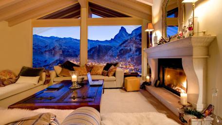 Matterhorn view form the living room - Zermatt, Switzerland wallpaper