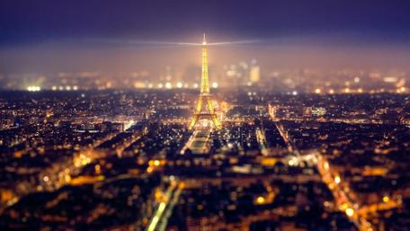 Paris at night - Tilt-shift photography wallpaper