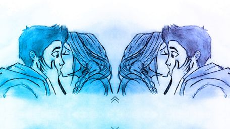 Romantic Embrace in Abstract Art wallpaper