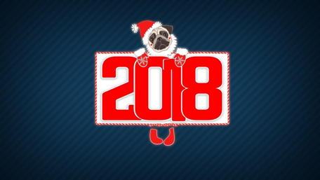 Festive Pug Welcoming the New Year 2018 wallpaper