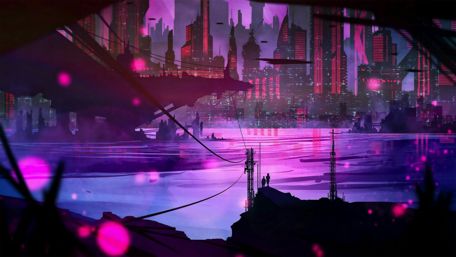 Futuristic Metropolis at Night wallpaper