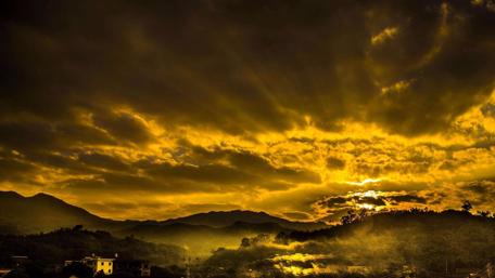 Village sunset wallpaper