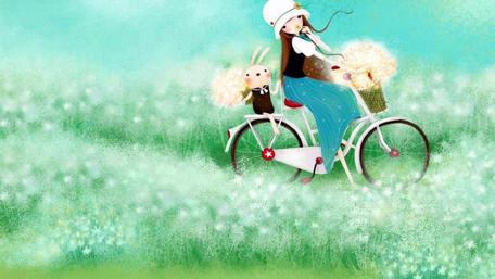 A girl on a bike wallpaper