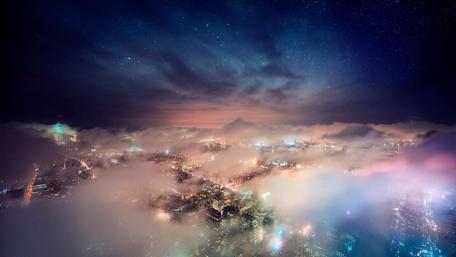 New York City clouds from Empire State Building wallpaper