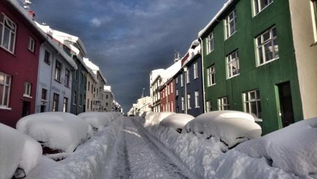 Snowy Reykjavik wallpaper