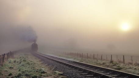 Locomotive in the mist wallpaper