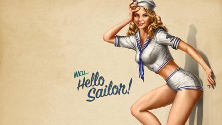 "Hello Sailor!" Pin Up Girl wallpaper