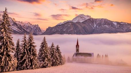 Church in the Alps wallpaper