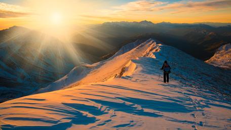 Hiking in the snow wallpaper