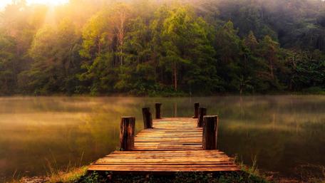 Pier over the lake wallpaper