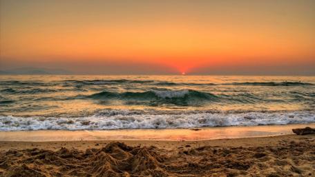 Sandy beach sunset wallpaper