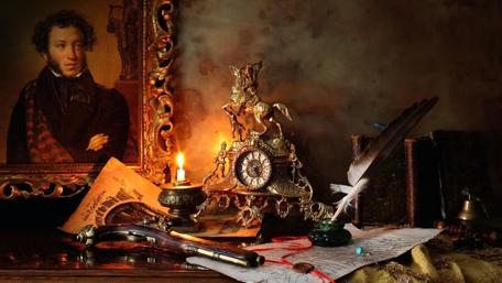 Antique Desk with Pistol and Candlelight Still Life wallpaper