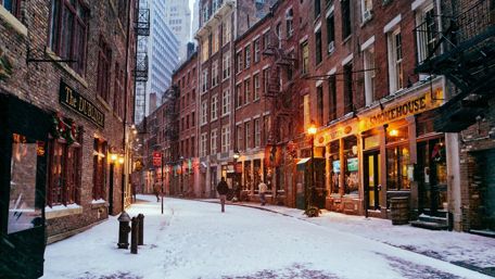 Stone Street in winter (Manhattan) wallpaper