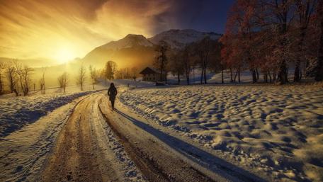 Early morning in winter wallpaper