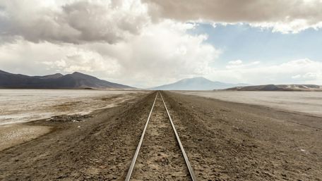 Endless Railway Across a Deserted Landscape wallpaper