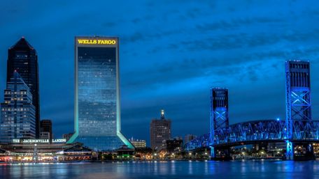 Jacksonville and the Main Street Bridge at night wallpaper
