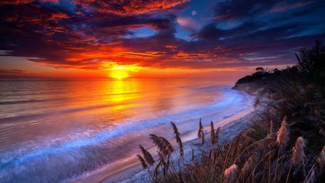 Coastline in the sunset wallpaper