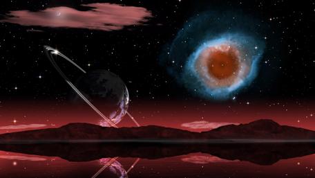 Red space art wallpaper
