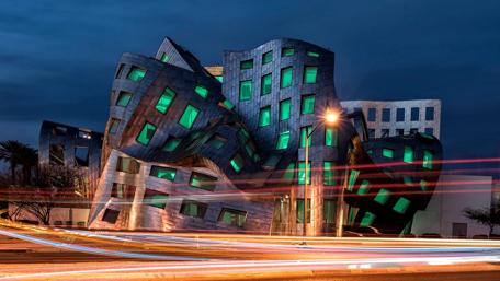 Strange dancing building wallpaper