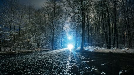 Snowy nighttime wallpaper