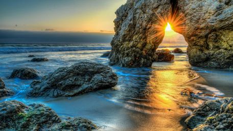 Malibu beach sunset wallpaper