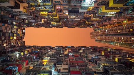 Crowded buildings - Low angle photography wallpaper