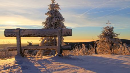 Snowy bench wallpaper