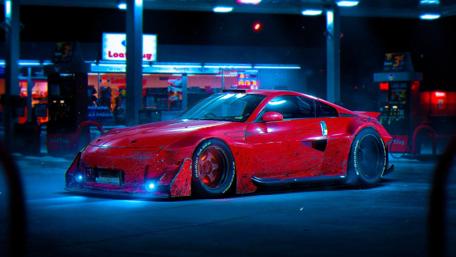 Red Nissan Skyline GT-R at Night wallpaper