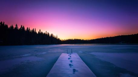 Colorful winter sunset wallpaper