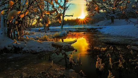 Tranquil Winter Morning Reflection wallpaper