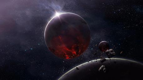 Mystical Planets in the Cosmic Dark Night wallpaper
