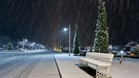 Winter Wonderland with a Cozy Bench wallpaper