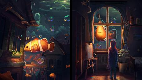 Underwater room wallpaper