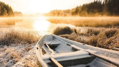 Radiant Winter Morning on the Riverbank wallpaper