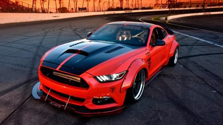 Ultimate Red Ford Mustang on the Track wallpaper