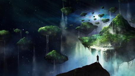 Floating islands fantasy art wallpaper