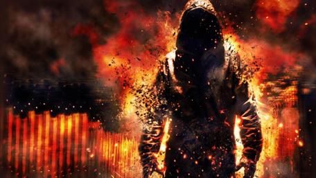 Mystic Flame Shrouded Figure wallpaper
