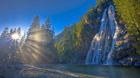 Serenity of Nature's Waterfall wallpaper