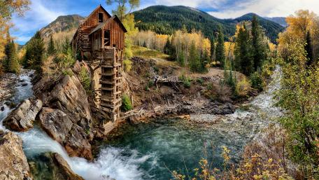Crystal Mill on Crystal River wallpaper