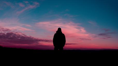 Man silhouette in the sunset wallpaper