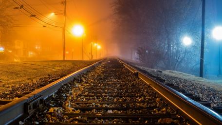 Misty Railway at Dusk wallpaper