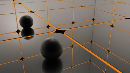 Geometric Elegance in Orange Reflections wallpaper