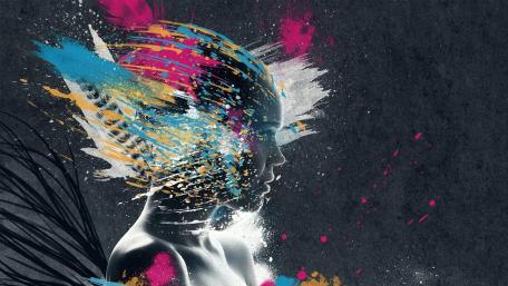 Girl face paint explosion wallpaper