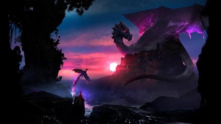 Majestic Dragon Ruling the Twilight Realm wallpaper