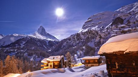 Matterhorn in the moonlight wallpaper