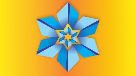 Vibrant Geometry of Blue and Yellow Shades wallpaper